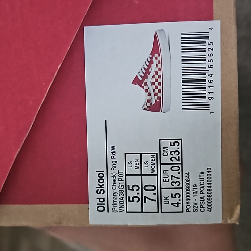 Red and white vans
